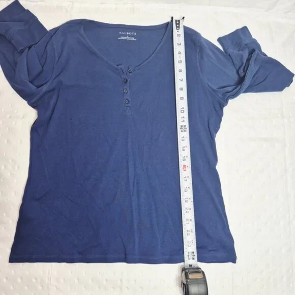 Talbots Women's Navy Blue Long Sleeved  Tee Size L - Picture 4 of 5